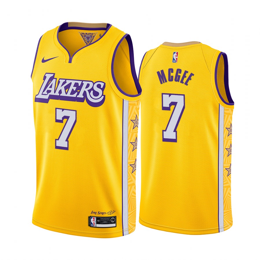 Men's Los Angeles Lakers JaVale McGee #7 NBA Yellow City Edition Gold Basketball Jersey WDG0383DR